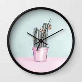 Pastel Cactus Wall Clock