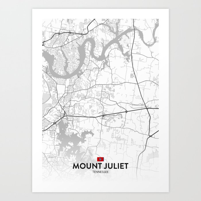 Mount Juliet, Tennessee, United States - Light City Map Art Print