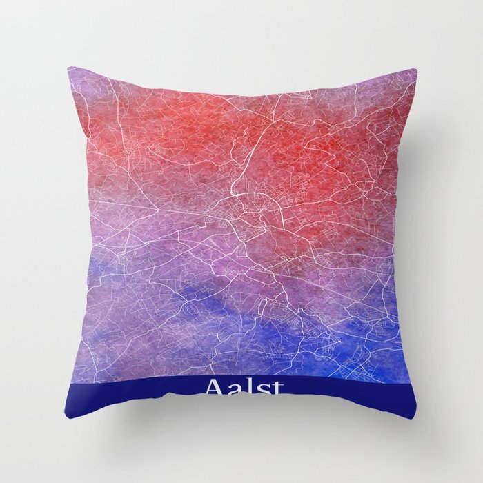Aalst Watercolor Map Throw Pillow
