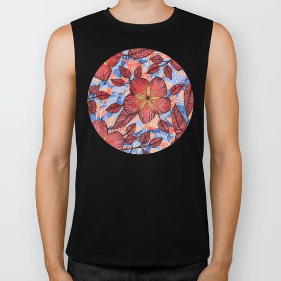Coral Summer - a hand drawn floral pattern Biker Tank
