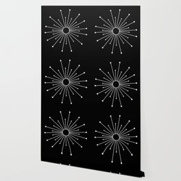 Mid Century Modern Simple Sputnik Starburst Black/White Wallpaper