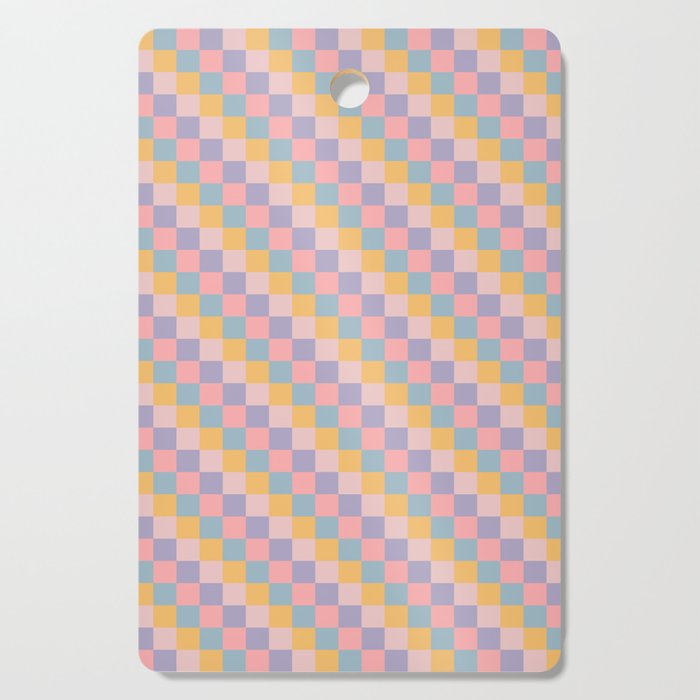 Checkered Retro Danish Pastel Pattern Colorful Checkerboard Cutting Board