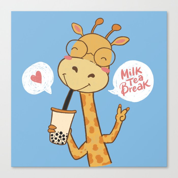 Milk Tea Lover Giraffe Canvas Print