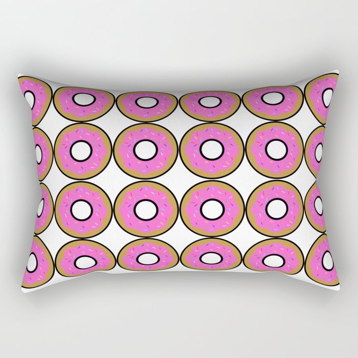 Yummy Frosted Pink Donut with Rainbow Sprinkles Rectangular Pillow