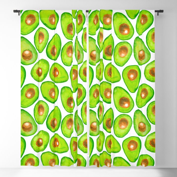 Avocado slices watercolor Blackout Curtain