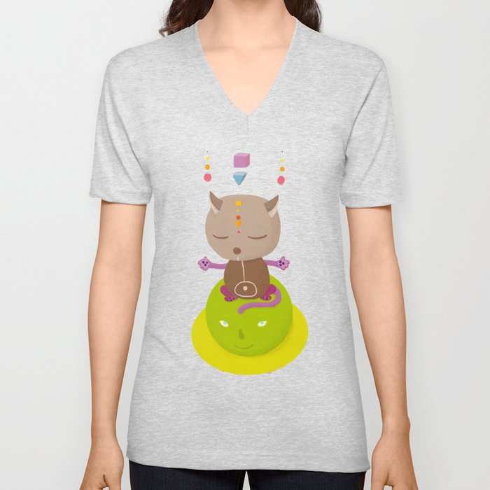 Yoga cat V Neck T Shirt