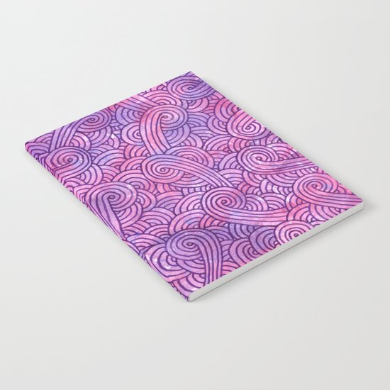 Neon pink and purple swirls doodles Notebook