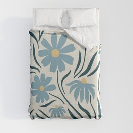 Happy Florals, Light Blue and Yellow Duvet Cover