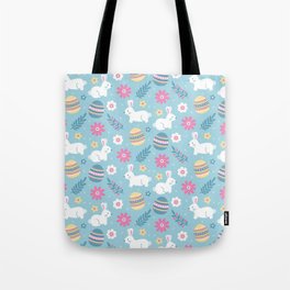 Happy Easter Rabbit Floral Collection Tote Bag