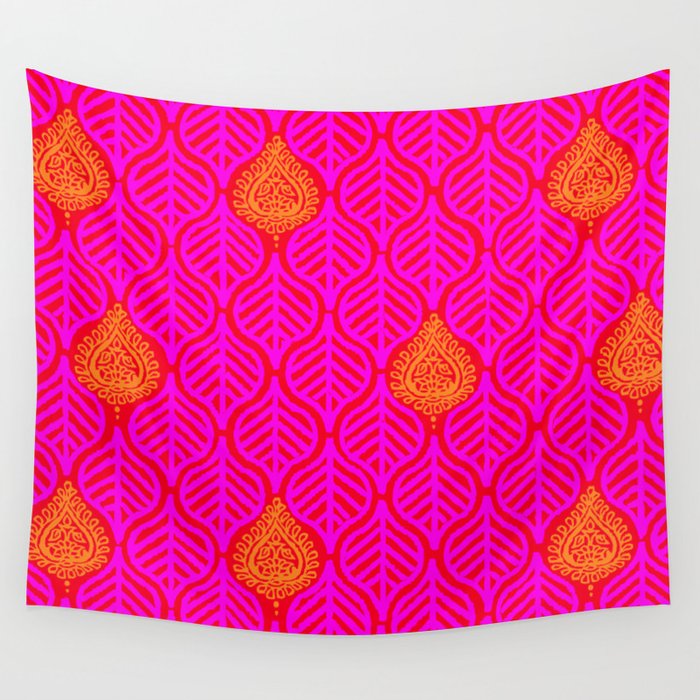 PLANTAIN PALACE - RED/PINK/ORANGE Wall Tapestry