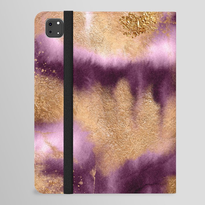 Purple Magenta And Gold Watercolor Texture iPad Folio Case