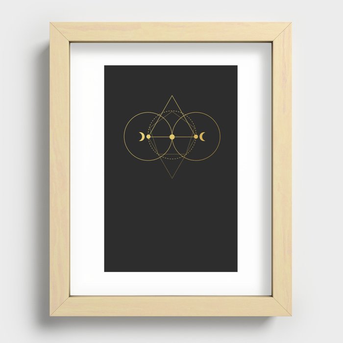 Gold Moon Geometry Black Recessed Framed Print