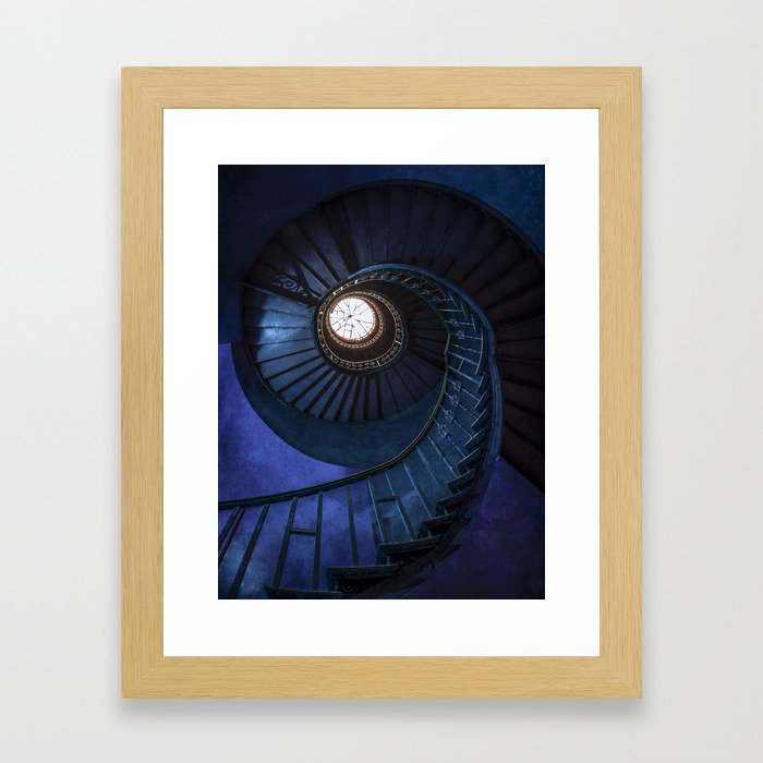 Abandoned blue spiral staircase Framed Art Print