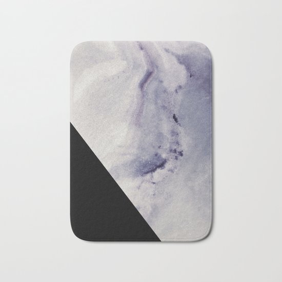 Blue Marble with Black Geometry Bath Mat