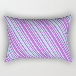 [ Thumbnail: Powder Blue & Orchid Colored Lined Pattern Rectangular Pillow ]