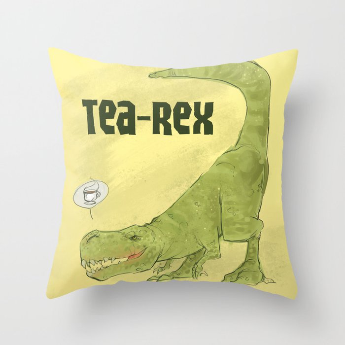 Tea-Rex Throw Pillow