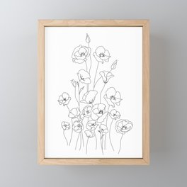 Poppy Flowers Line Art Framed Mini Art Print