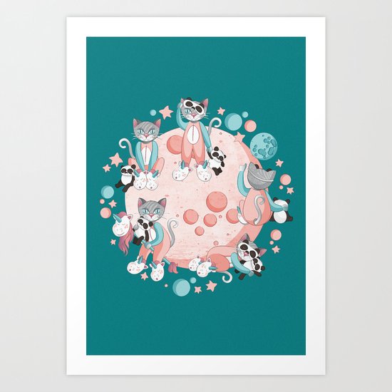 Cats, pandas and unicorns I Art Print