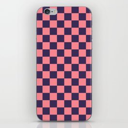 Checkerboard Check Checkered Pattern in Retro Pink and Blue iPhone Skin