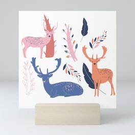 Deer party Mini Art Print
