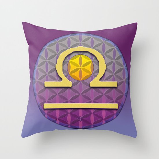 Flower of Life LIBRA Astrology Design Throw Pillow