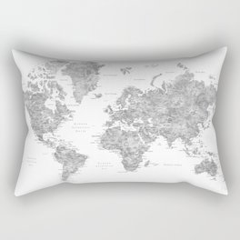 World map with labels in spanish, gray watercolor Rectangular Pillow