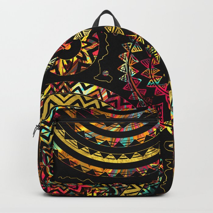 Colorful  Tribal Boho Ethnic Circular Composition Backpack