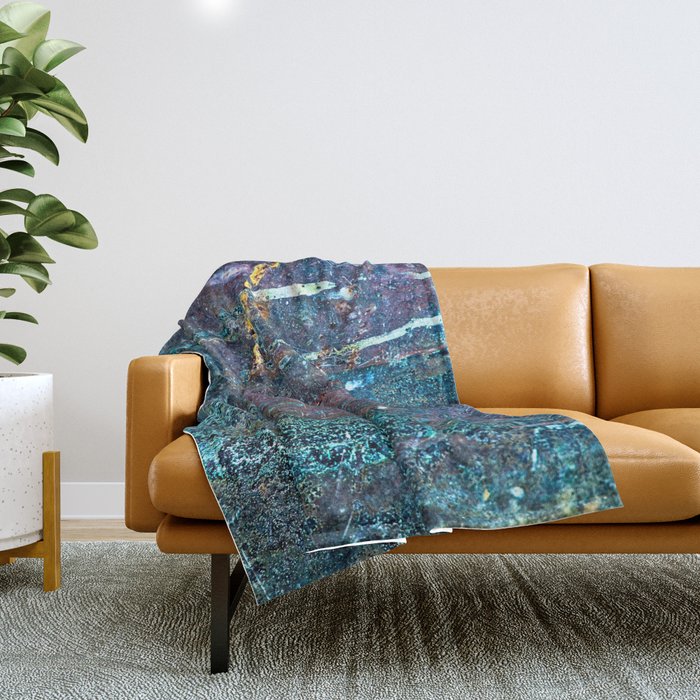 Abstract Cobalt Blue Rusty Metal Weathered Texture Throw Blanket