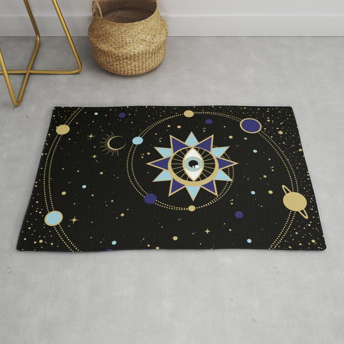 The Solar System Colored Version Rug