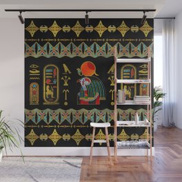 Egyptian Horus Ornament in colored glass and gold Wall Mural