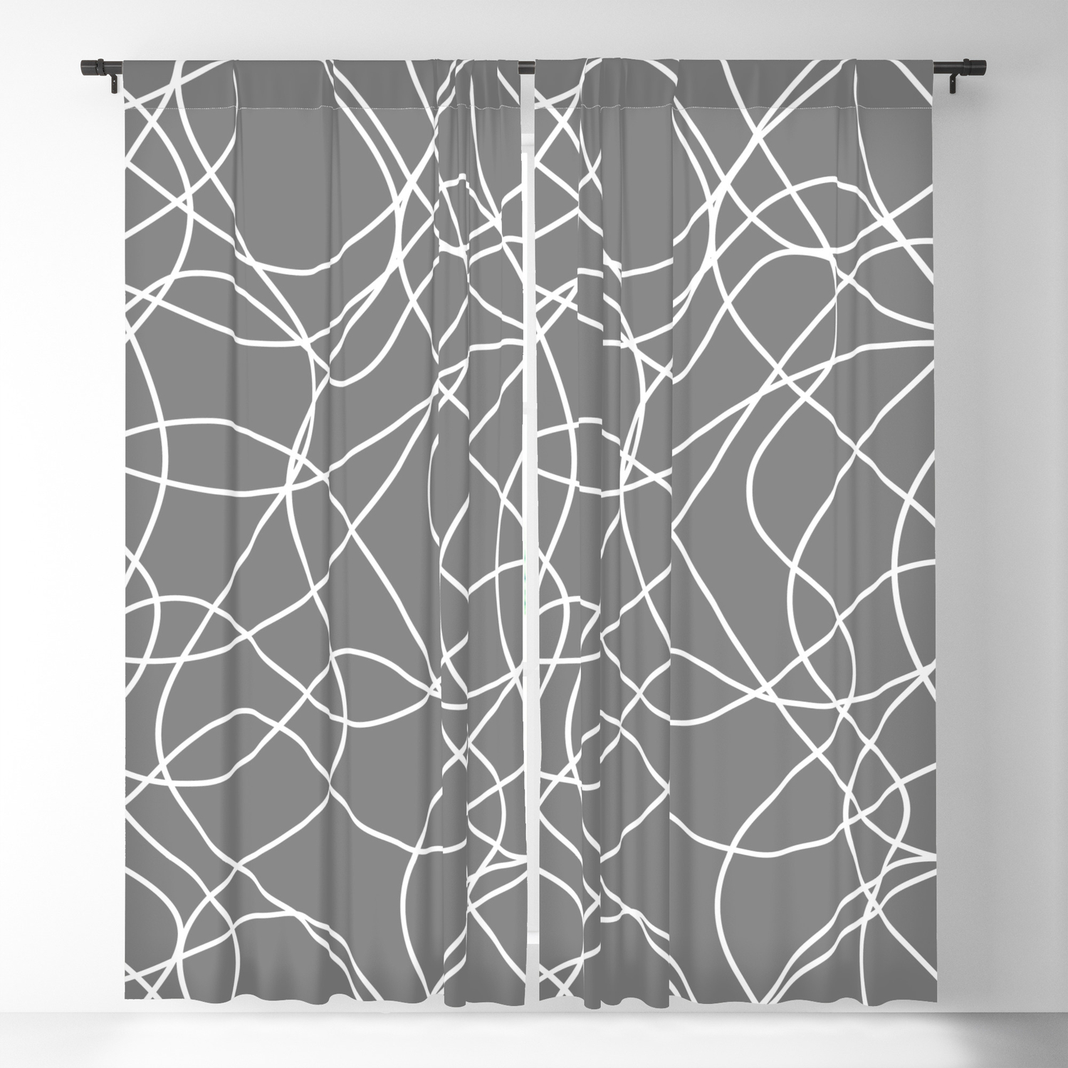 Funky Line Art White Scribble Lines On Gray Blackout Curtain By Pipafineart Society6,Kawaii Chibi Cat Drawing
