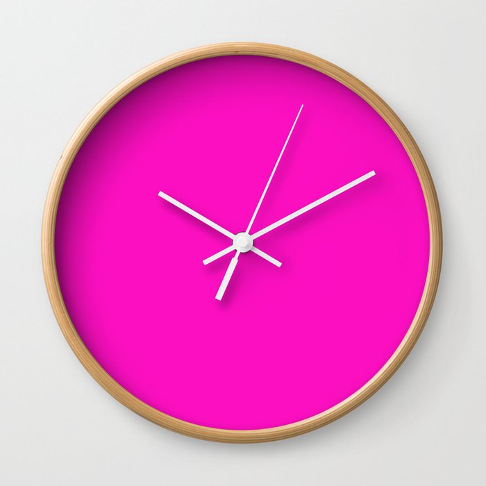Shocking Pink Solid Color Wall Clock By Makeitcolorful Society6 Shocking Pink Solid Color Wall Clock