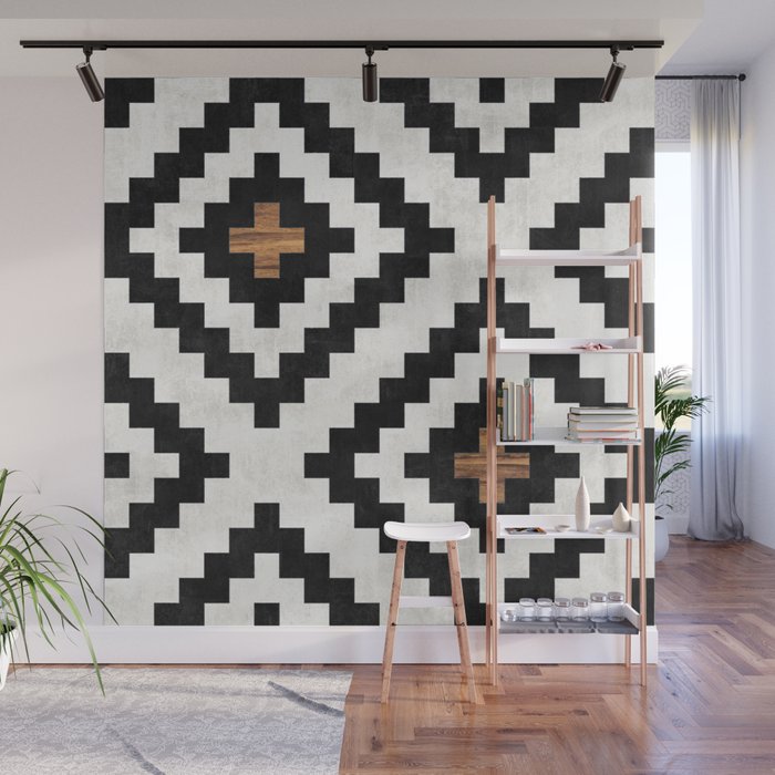 Urban Tribal Pattern No.16 - Aztec - Concrete and Wood Wall Mural