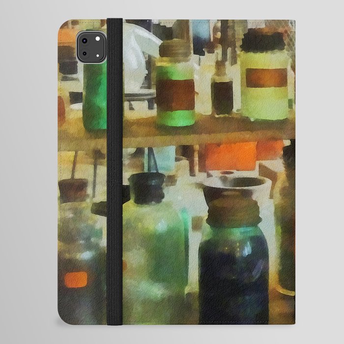 Scientist - Bottles of Chemicals Green and Brown iPad Folio Case