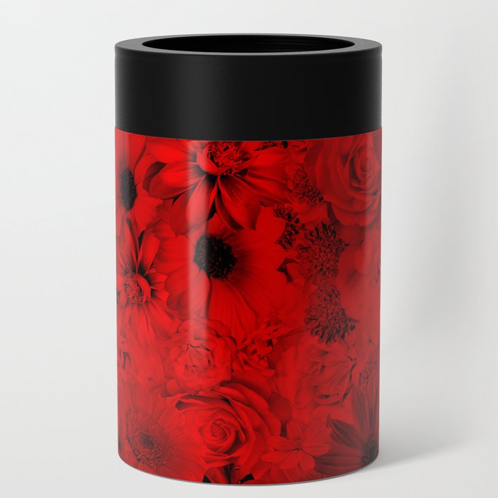 vermilion red floral bouquet aesthetic assemblage Can Cooler