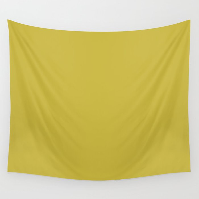 Dark Green-Yellow Solid Color Pantone Warm Olive 15-0646 TCX Shades of Yellow Hues Wall Tapestry