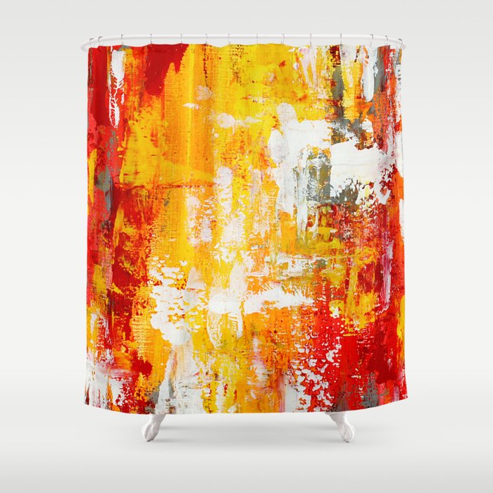 Red and Yellow Abstract Shower Curtain