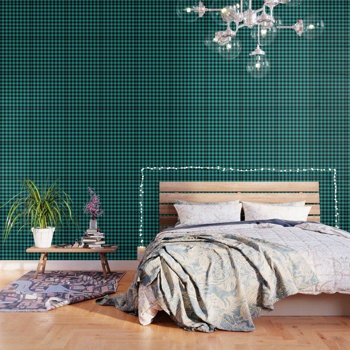 Light Sea Green Bison Plaid Wallpaper By Detnecs