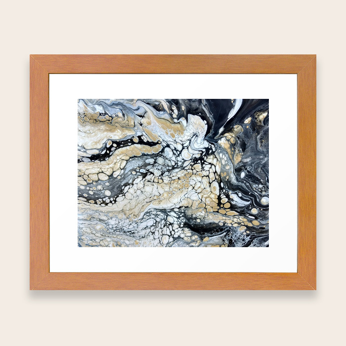 Bold Black Gold White Abstract Framed Art Print By