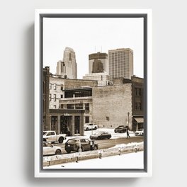 Minneapolis Sepia Photography Framed Canvas