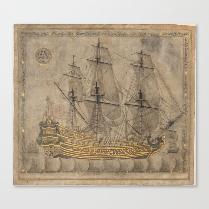 Ship by 'Abd al-Qadir Hisari, 1776 Canvas Print