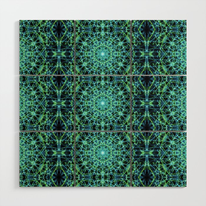 Liquid Light Series 52 ~ Blue & Green Abstract Fractal Pattern Wood Wall Art