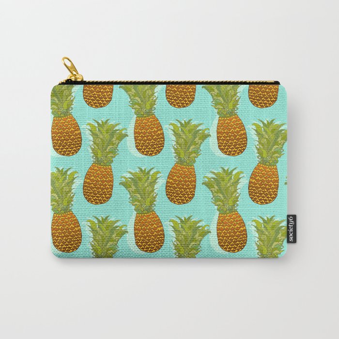 Pineapple Pop Art Pattern on Mint Carry-All Pouch