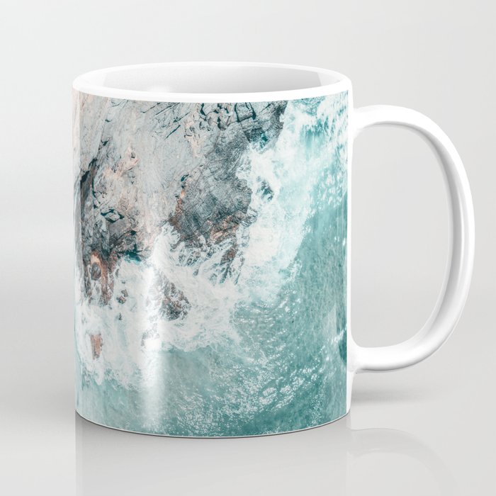Ocean Print, Ocean Art, Printable Art, Waves Print, Ocean Rocks, Aerial Photography, Coastal Ocean Printable Wall Art Coffee Mug