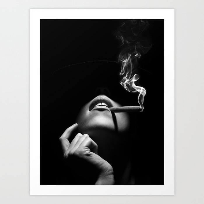 Woman smoking a cigar Art Print