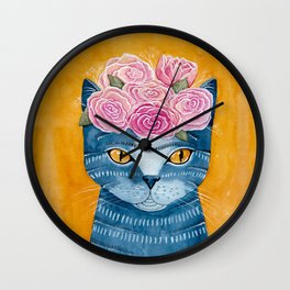 Frida Catlo in Blue Wall Clock