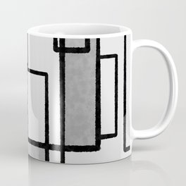 Piet Composition - Mid-Century Modern Minimalist Geometric Abstract in Gray Coffee Mug