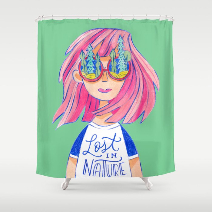 Lost in Nature Girl Portrait Shower Curtain
