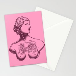 greek goddess with tiger tattoo Stationery Cards