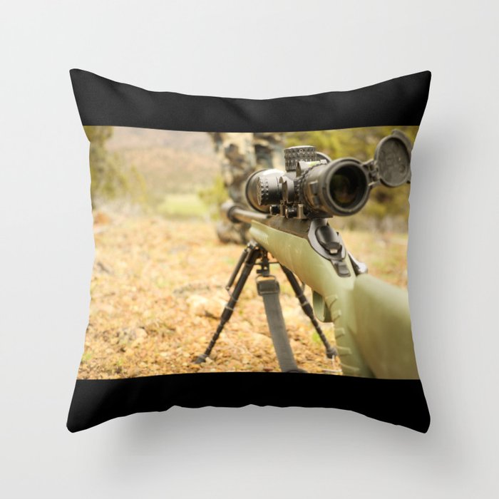 Hunter Scoped Rifle - Hunting Throw Pillow